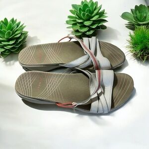 Merrell Womens Camellia White Leather Cayenne Strip Slides Slip On Sandals - 11‎